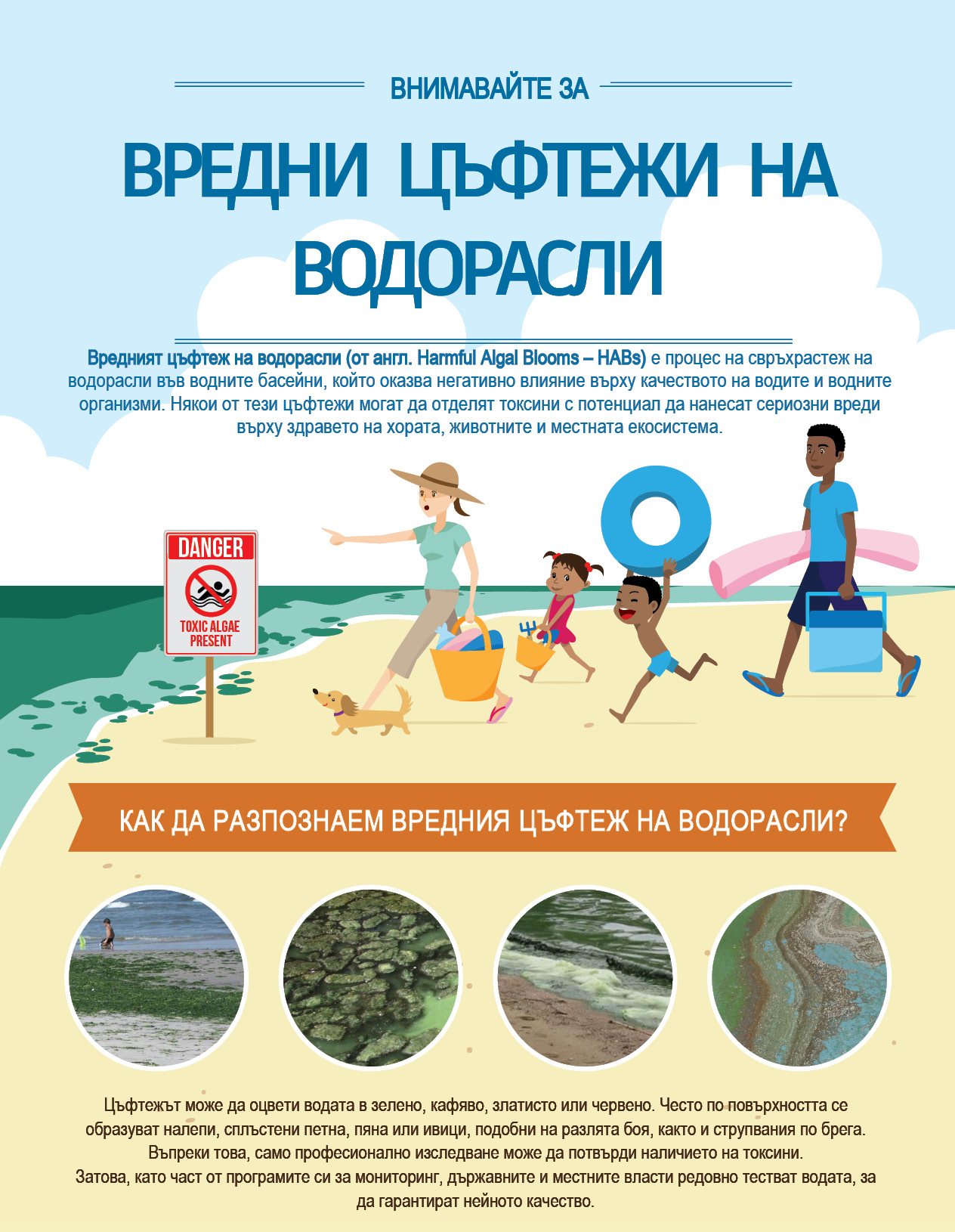 Брошура „Внимавайте за вредни цъфтежи на водорасли“ – страница 1